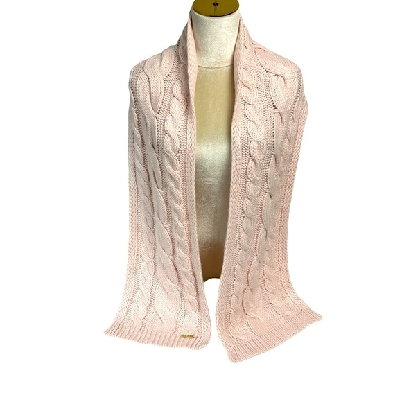 Michael Kors Pale Pink Cableknit Scarf - Picture 1 of 5